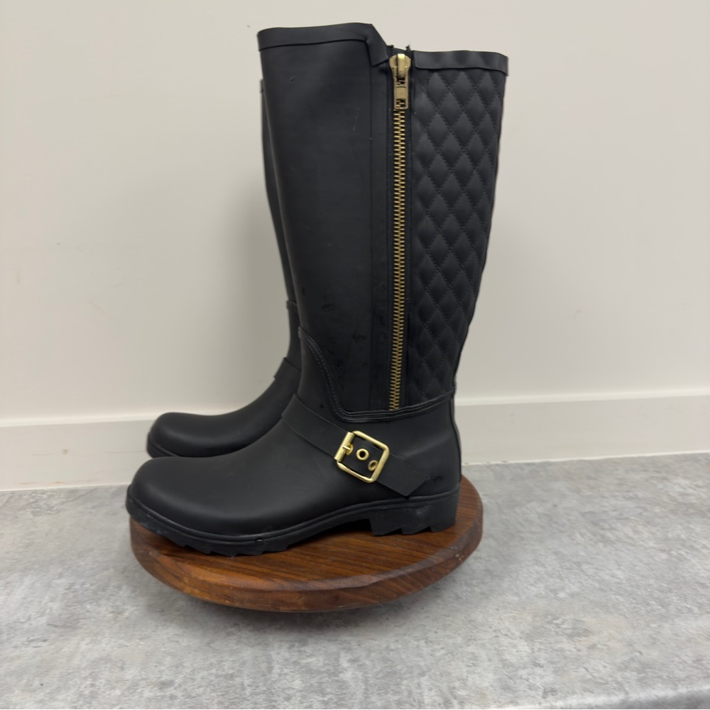 Steve Madden Black Quilted Rain Boots/ Rubber sz 9